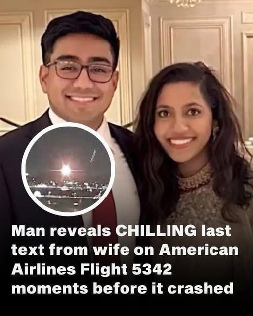 Man shares haunting final text from wife aboard American Airlines Flight 5342 just before crash